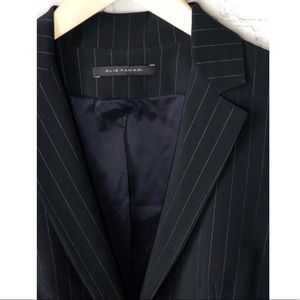 Elie Tahari Navy One Button Pinstripe Suit Jacket Size 2